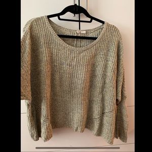 Anthropologie Pea-green Cropped High-Low Sweater